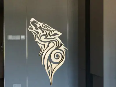 3D Wolf Tribal Tattoo Ornamental CNC Model Low-poly 3D model