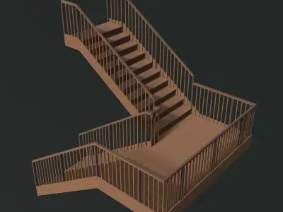 U shape stair 24O07 3D model