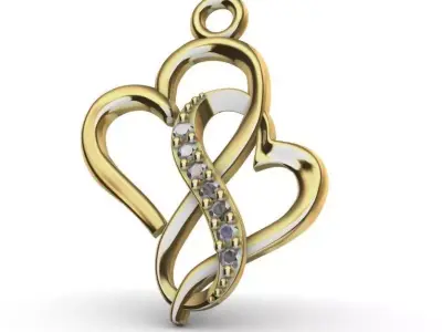 heart pendant with gems Free 3D print model