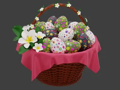 Easter Eggs Basket 3D model