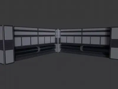 Modular Sci Fi Wall and Pillar Low-poly 3D model
