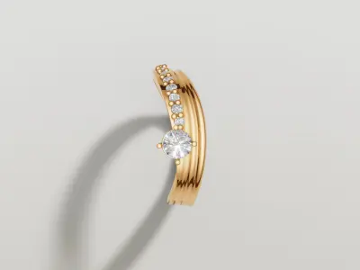 Modern ring with diamonds Free 3D print model