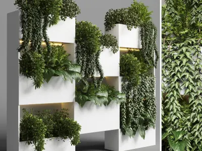 Collection Indoor plant-plant stand concrete vase 05 Low-poly 3D model