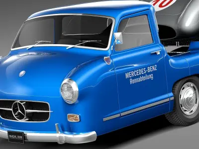 Mercedes-Benz Renntransporter Combo 1954 with grand prix car 3D model