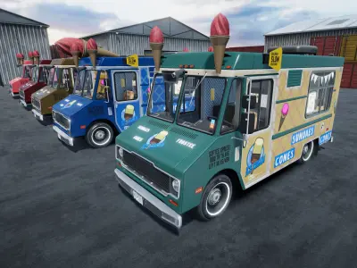 IceCream Truck unity asset Low-poly 3D model