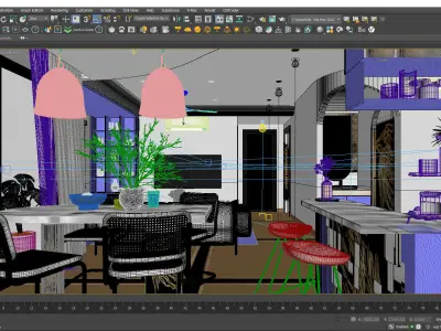 Living Kitchen Bedroom - Apartment of Mr C - Titan6 - Max 2021 3D model