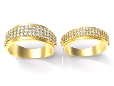 Elegant Couple Ring with Sparkling Gems 3D print model