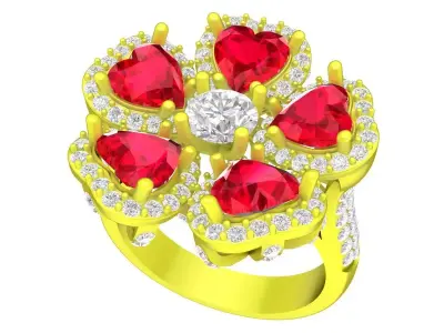 A7747 Luxury Heart Diamond Women Cocktail Ring 3D Model 3D print model