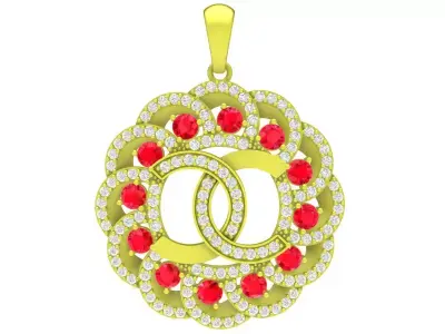 Luxury Diamond Pendant with Circular Floral Design 4214 3D print model