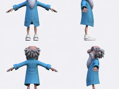 7 Cute Cartoon Characters Expertly Crafted 3D Models Collection Low-poly 3D model