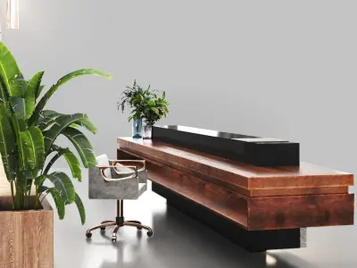 Reception 08 entrance lobby counter Low-poly 3D model