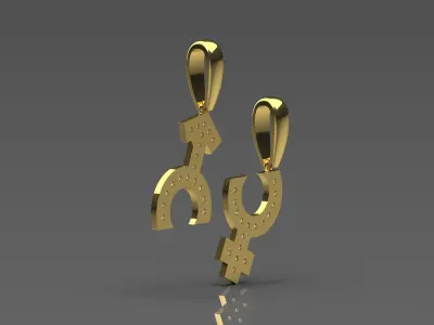 female male symbol gold pendant jp0022 3D print model
