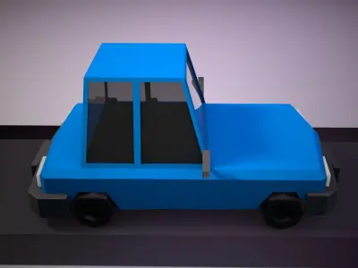 Car lowpoly road 3D model