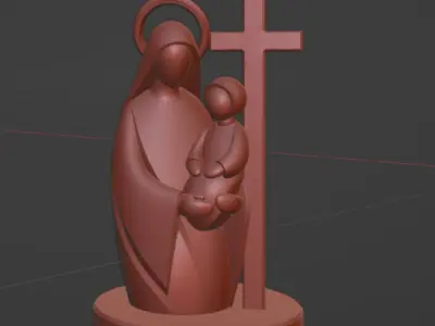 Mater Filius  Minimalist Mary and Jesus Sculpture 3D print model