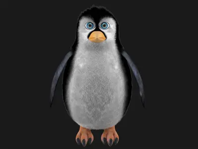 Realistic Penguin 3D Model with eyes Low-poly 3D model