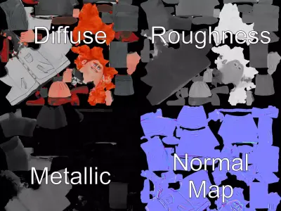 Character Model Pack Animated Figure with Red Hair Low-poly 3D model