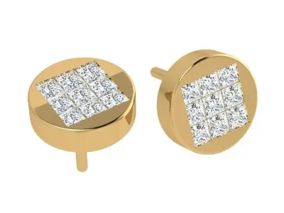 Circle Stud Diamond Earring 4062 3D print model