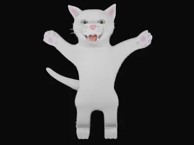 Cartoon Cat 3D Model -Multiple Texture Variations with Hair Mesh Low-poly 3D model