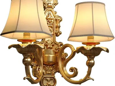 Golden sconce in classic style Wall lamp Double Light  3D model