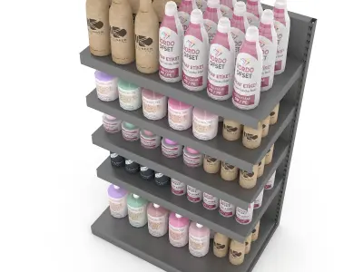 cosmetic product market stand 07 Low-poly 3D model