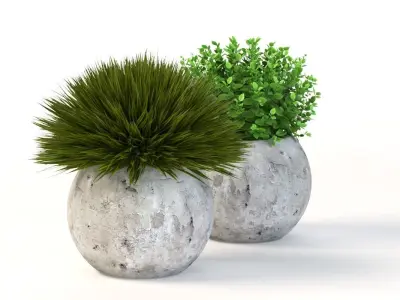 Table Top Decoration Centerpiece Planter of Fake Green Grass 3D model