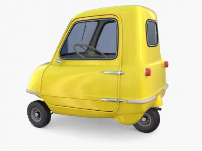 Peel P50 Yellow with interior and chassis 3D model