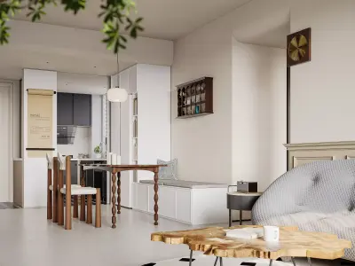Modern living room dining room interior scenes 409 3D model