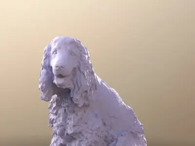 Teddy 10786 - Curly Brown Dog Sitting Cocker Spaniel Low-poly 3D model