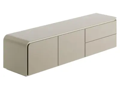 Fendi Edge Low Cabinet Stone Fiddleback Sycamore Low-poly 3D model