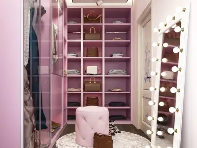 Girl Dressing room interior scene 3D model 3D model