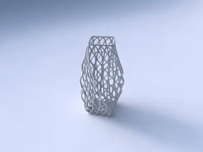 Vase twisted quadratic with diagonal grid lattice 3D print model