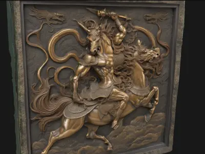 Warrior on Mythical Steed Epic Mounted Warrior 3D model