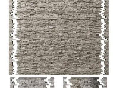 Brick stone wall granite many n3 3D model