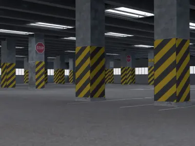 3D Highpoly Parking Lot Blend File 3D model