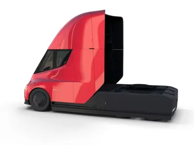 Tesla Truck with Chassis Red 3D model