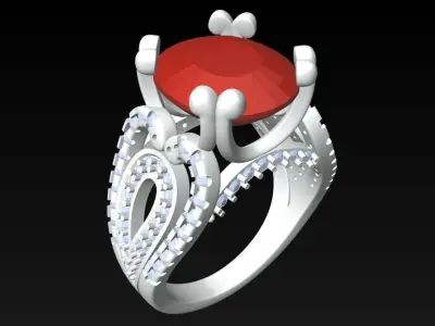 Oval Stone Ring - Womens Rings - GN277 3D print model