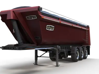 Dump trailer Low-poly 3D model