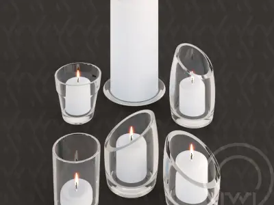 Glass candle holders Low-poly 3D model