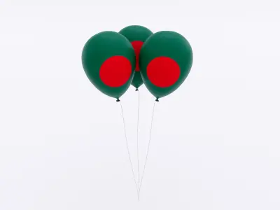 Bangladesh country balloon low poly 3d model  Low-poly 3D model