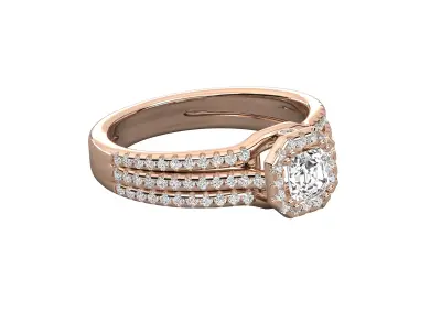 Luxury Multi Row Halo Diamond Ring CAD Design With Pave Band 3D print model