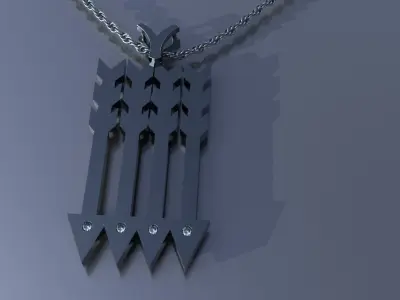 Ladies Flush Set Round Arrow Pendant Gold Silver Jewelry 3D print model