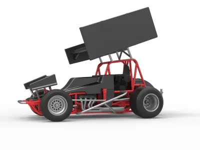Vintage Winged Sprint car Scale 1 to 25 3D print model