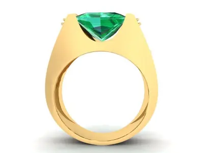 Luxury Emerald Square Men Ring  2143 3D print model