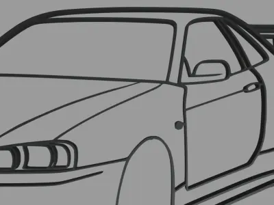 Nissan Skyline GTR R34 Wall Silhouette 3D print model