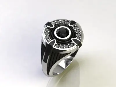 man ring enamel  gems 3D print model