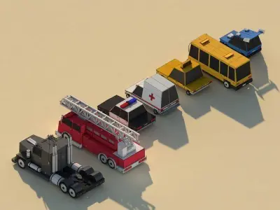 Low Poly City Cars Asset Pack 1 3D model