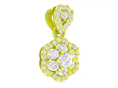 A7597 Luxury Hongkong Style Flower Diamond Women Pendant 3D Mode 3D print model