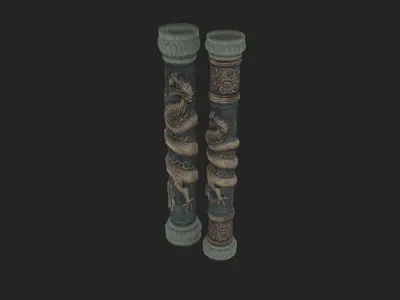Chinese style pillars  Low-poly 3D model