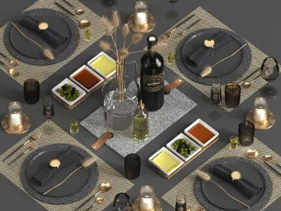 tableware set11 Low-poly 3D model