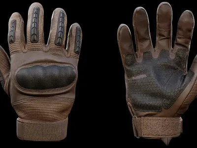 Tactical Gloves 016 v1 Low-poly 3D model